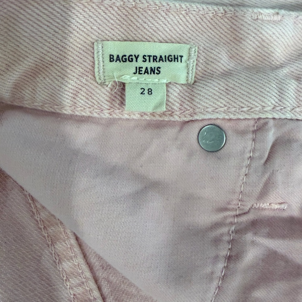 Madewell Baggy Straight Jeans | Light Pink Denim | Size 28 - Picture 4 of 6